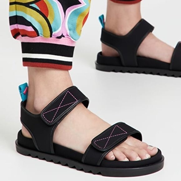 Larroude Malibu Sandals Black 7.5 New - Picture 1 of 9